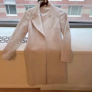 Reiss womens wool/cashmere long coat in beige/cream